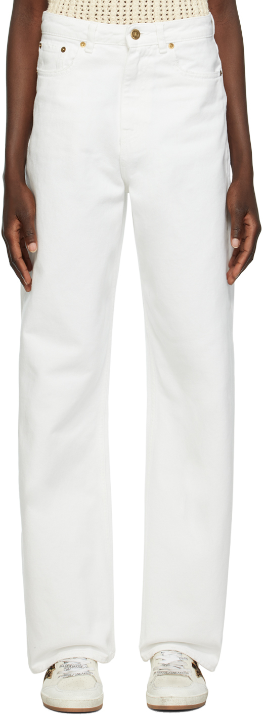 Shop Golden Goose White Wide-leg Jeans In 10190 Offwhite