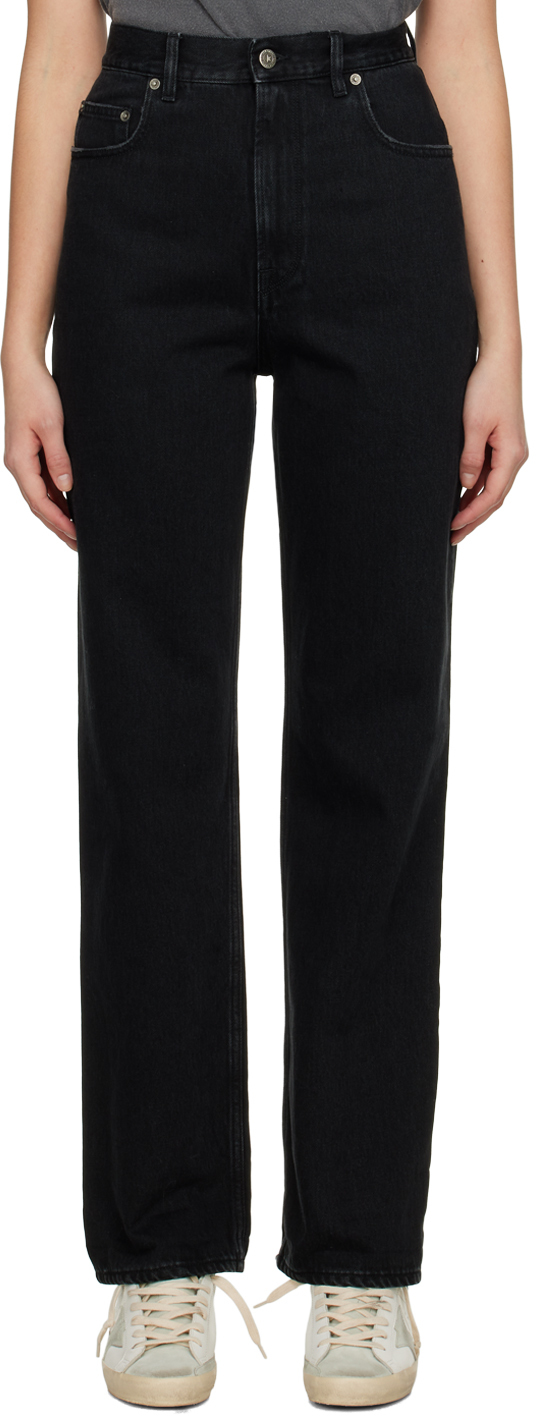 Golden Goose Logo-patch Straight-leg Trousers In 90100 Black