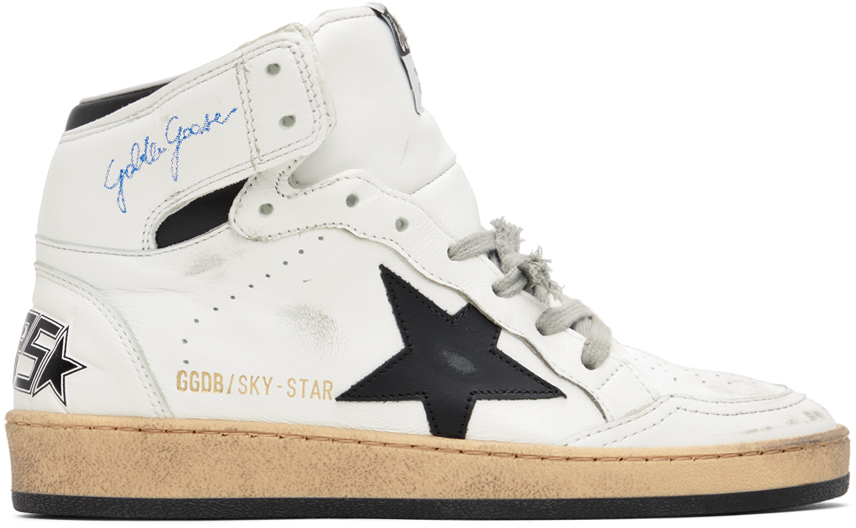 Golden Goose: White & Black Sky-Star Sneakers | SSENSE