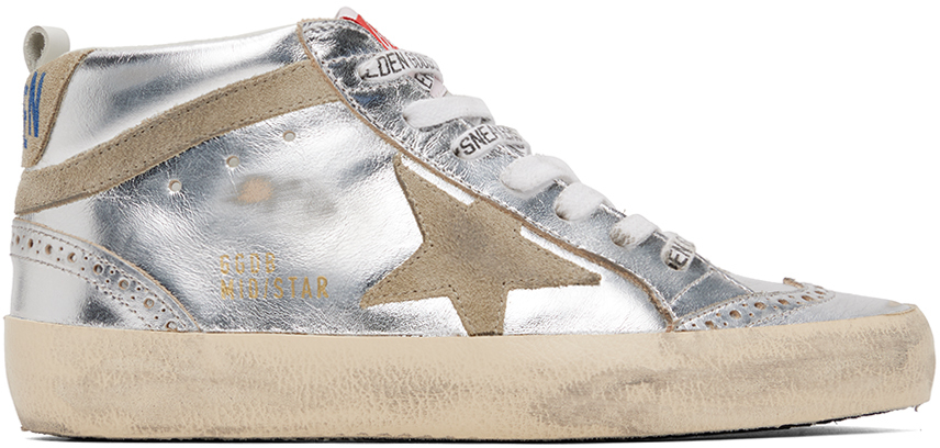 Golden Goose: Silver Mid Star Sneakers | SSENSE Canada