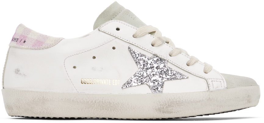 Golden Goose Ssense Exclusive White & Gray Super-star Sneakers In White/pink/silver