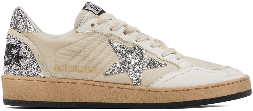 Golden Goose White & Beige Ball Star Sneakers