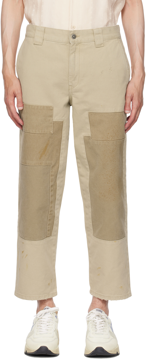 Golden Goose Cropped Straight Trousers In 15444 Mix Beige