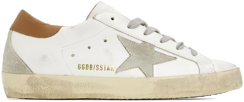 Golden Goose White & Brown Super-star Classic Sneakers In 10803 White/ice/ligh
