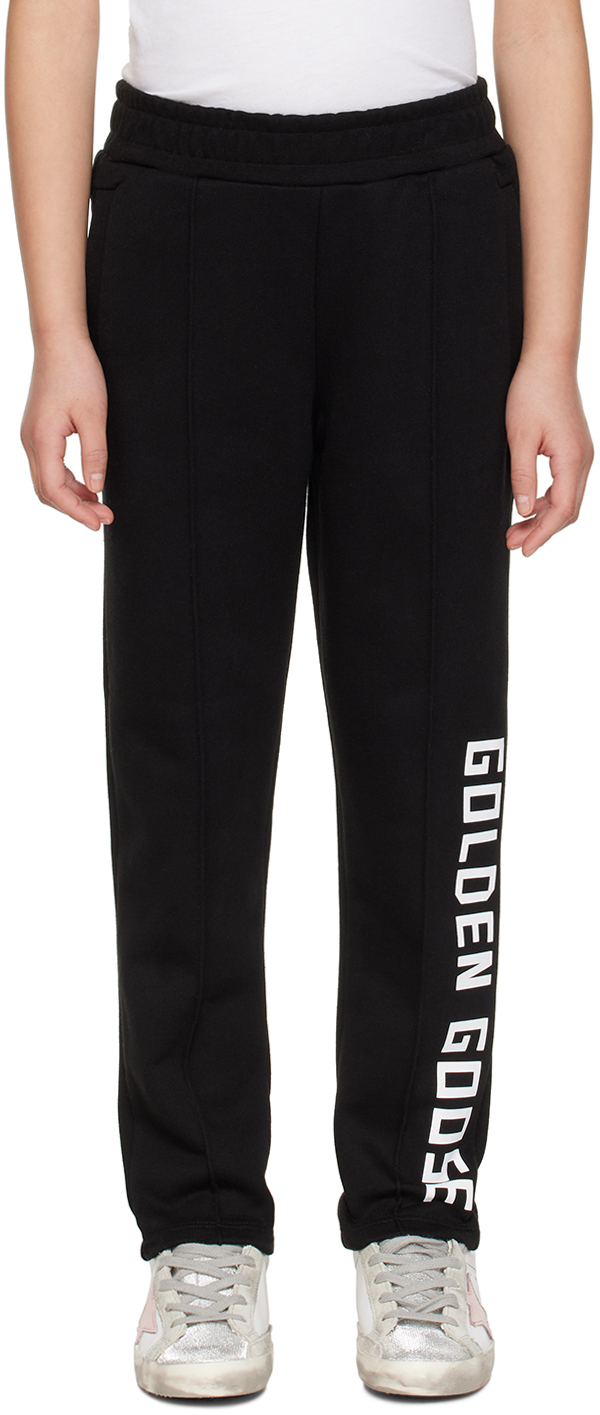 Kids Black Printed Lounge Pants by Golden Goose on Sale