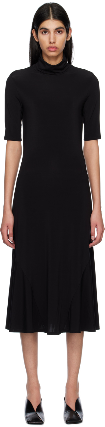 Max Mara Leisure: Black Turtleneck Midi Dress | SSENSE