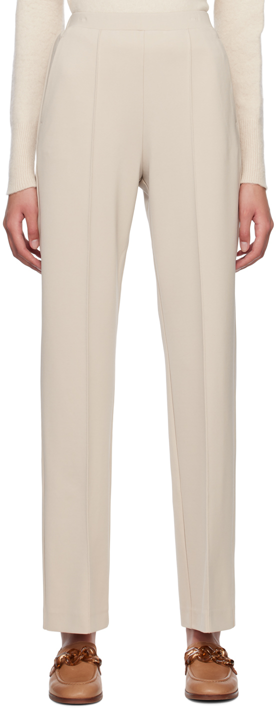 Beige Pinched Seam Trousers by Max Mara Leisure on Sale