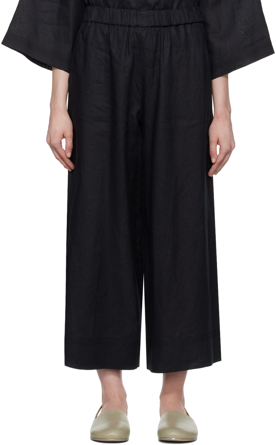 Max Mara Edmond Wide Linen Pants In Black