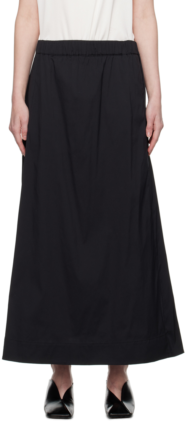 Max Mara Cotton-blend Poplin Maxi Skirt In 005 Black