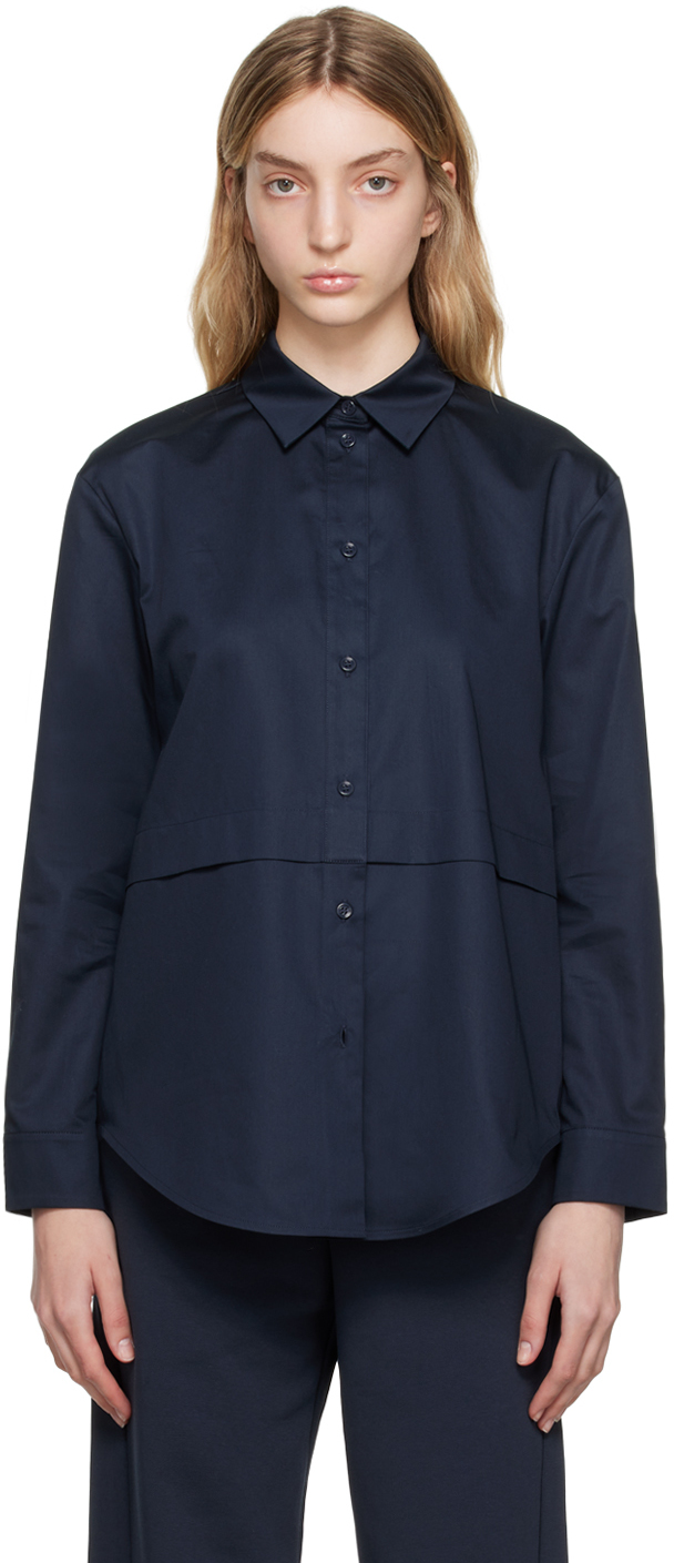 Max Mara Navy Glassa Shirt In 006 Midnightblue