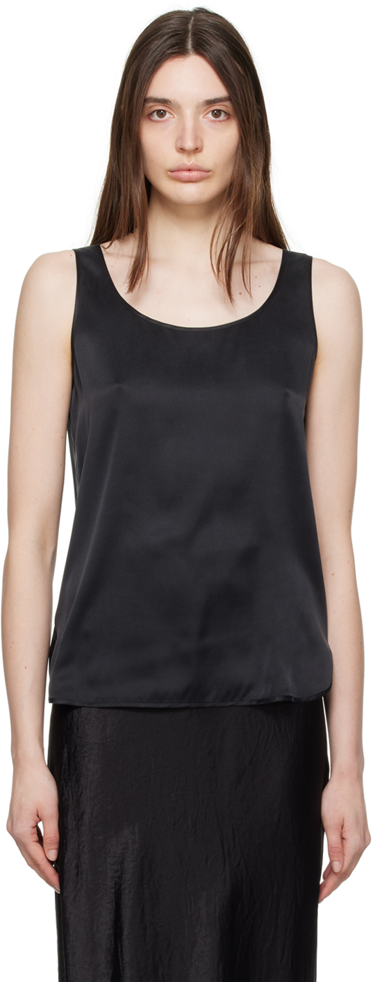 Max Mara Leisure Pan Stretch-silk Tank Top In 010 Black