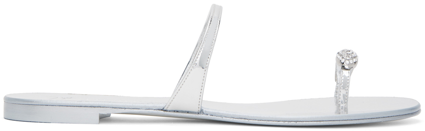 Giuseppe Zanotti Crystall Laminate Silver Colored Sandals In Argento