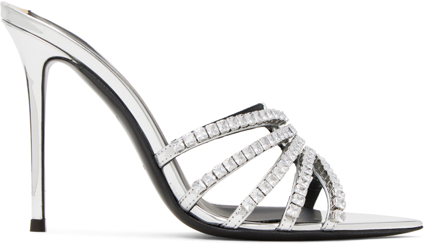 Silver Intriigo Heeled Sandals by Giuseppe Zanotti on Sale