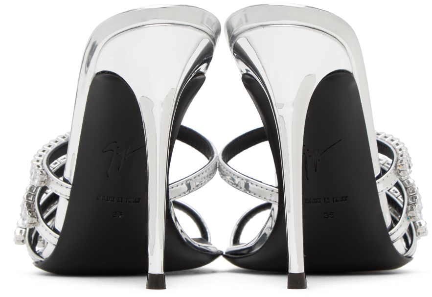 Giuseppe Zanotti Silver Intriigo Heeled Sandals In Silver