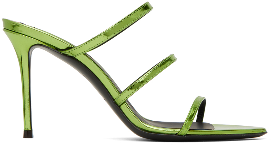 Giuseppe Zanotti Green Metallic Heeled Sandals In Ramarro