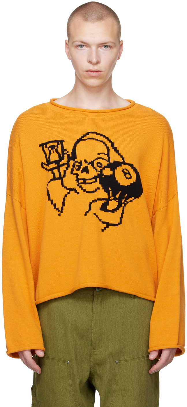 Brain Dead Tough Luck Oversized Boxy Sweater In Yellow