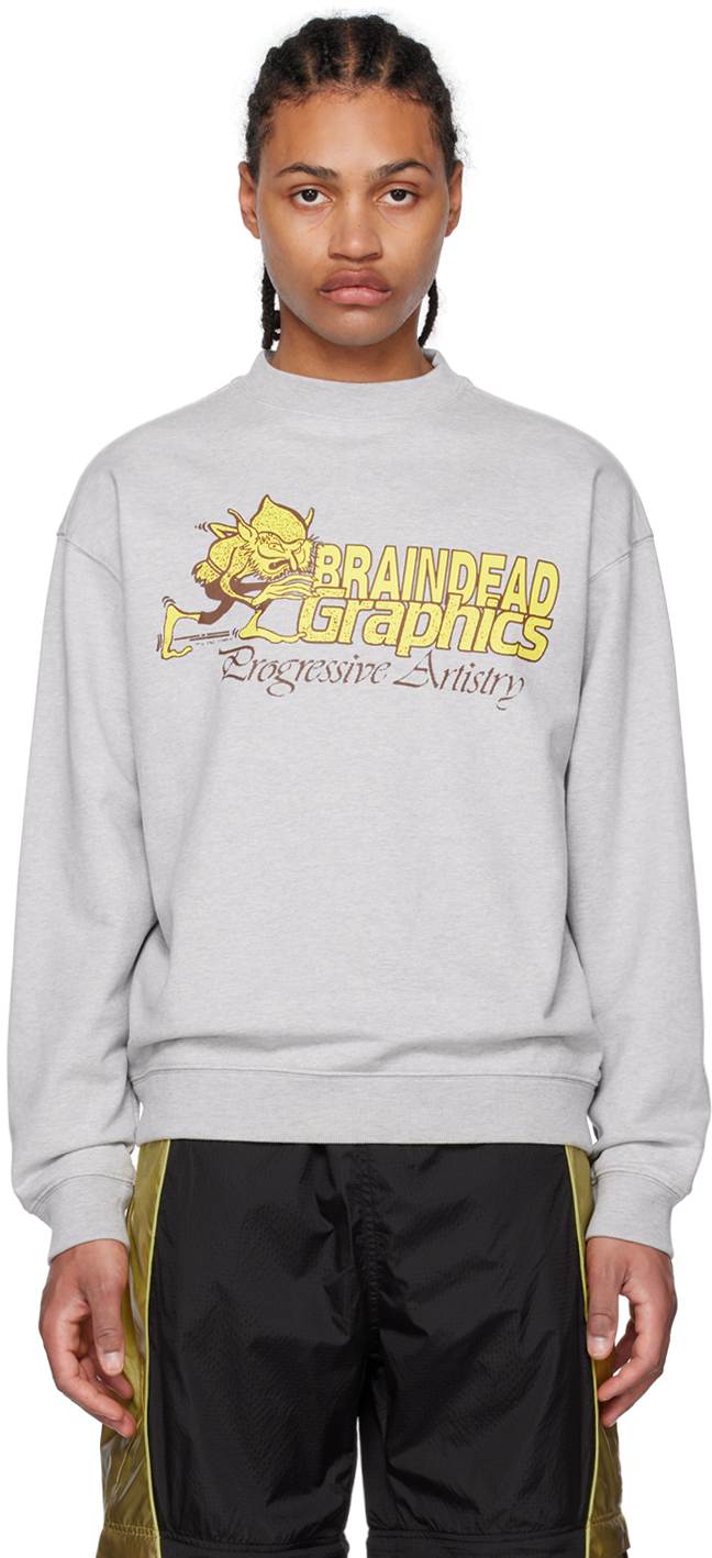 Shop Brain Dead Gray 'progressive Artistry' Sweatshirt In Heather Grey