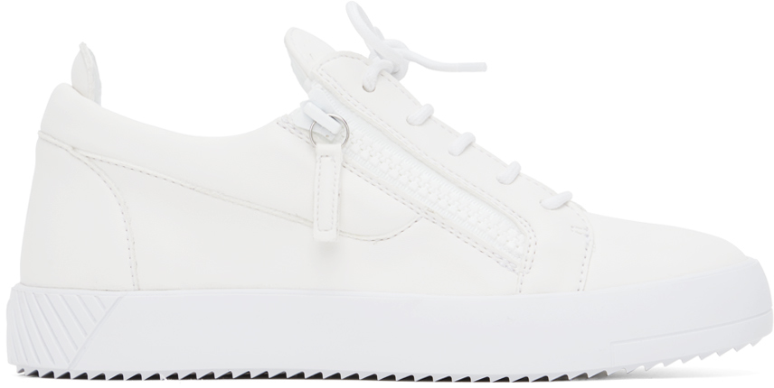 White Faux-Leather Sneakers