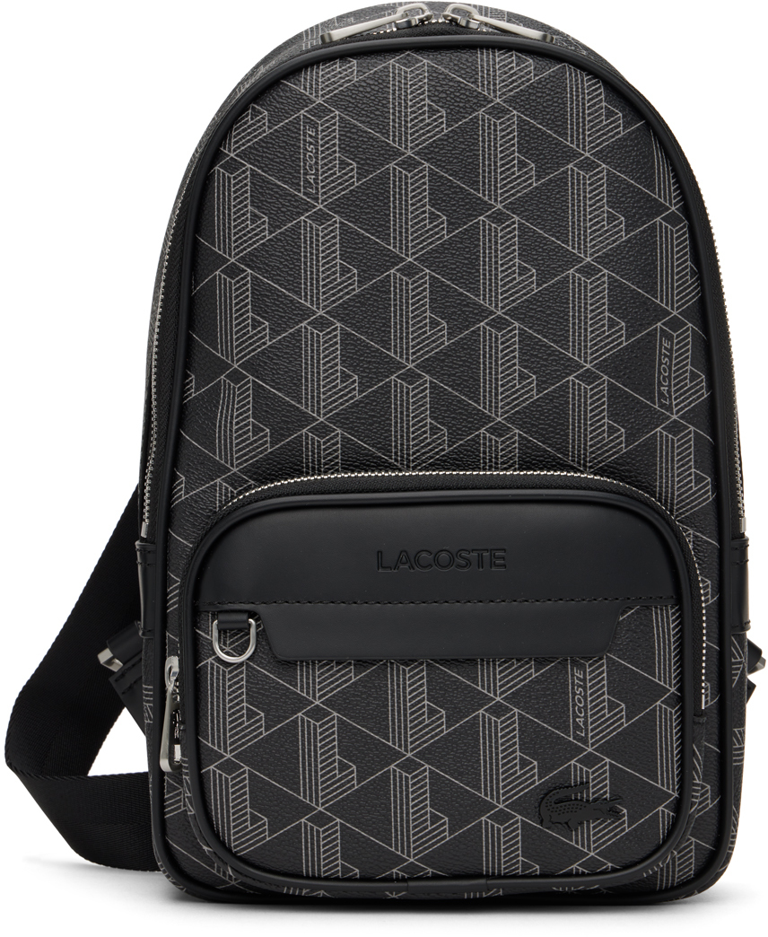 Lacoste Black 'The Blend Monogram Print' Crossbody Bag Lacoste