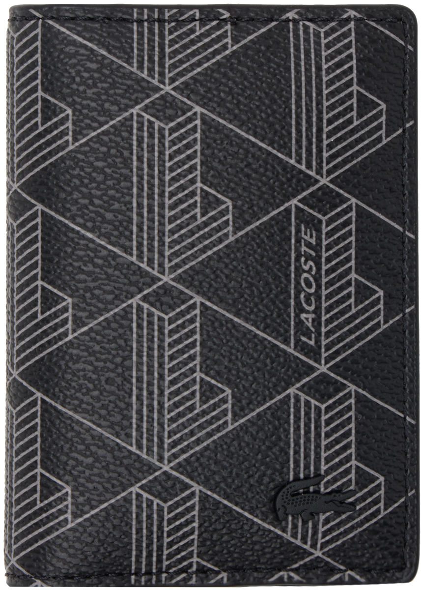Lacoste Black 'the Blend Monogram' Card Holder In H45 Monogram Black G