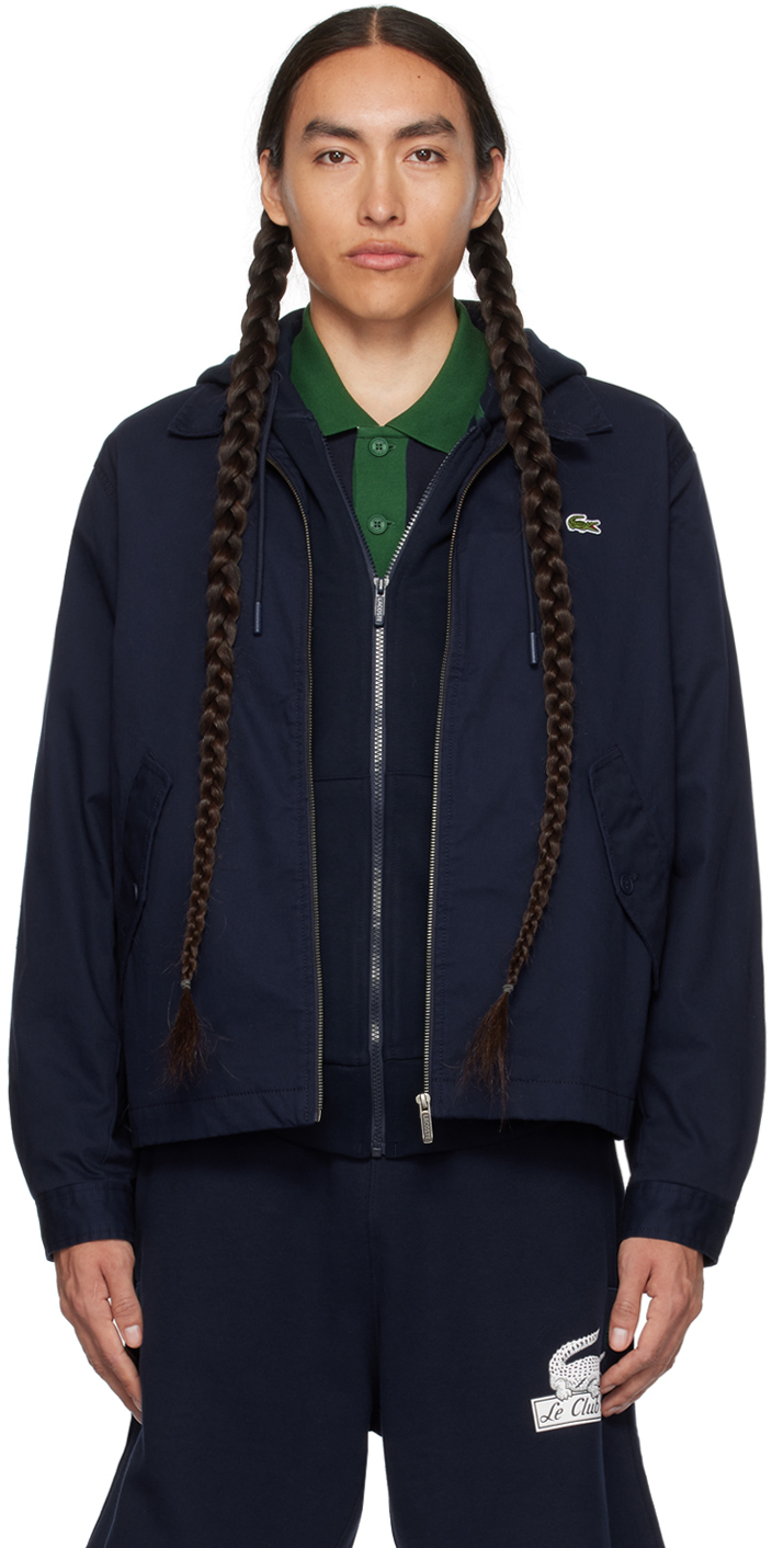 Lacoste Navy Zip Jacket In 166 Navy Blue