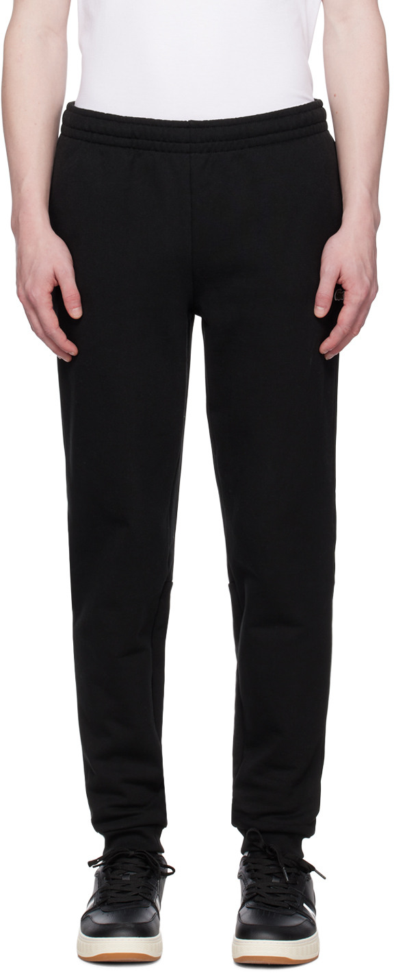 LACOSTE BLACK TAPERED LOUNGE PANTS