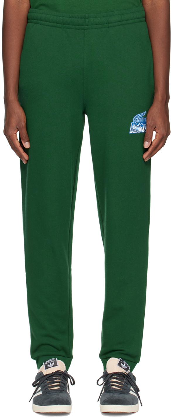 Green Tapered Lounge Pants by Lacoste on Sale