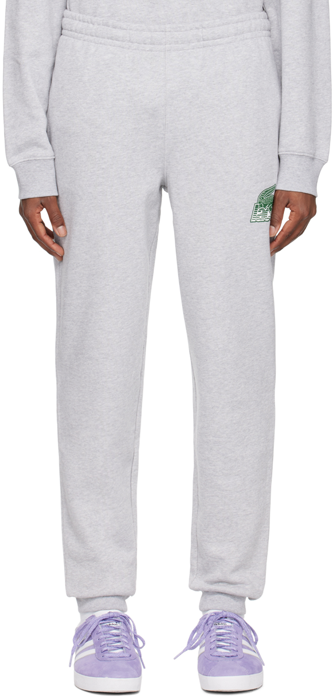 Lacoste Gray Tapered Lounge Pants In Cca Silver Chine