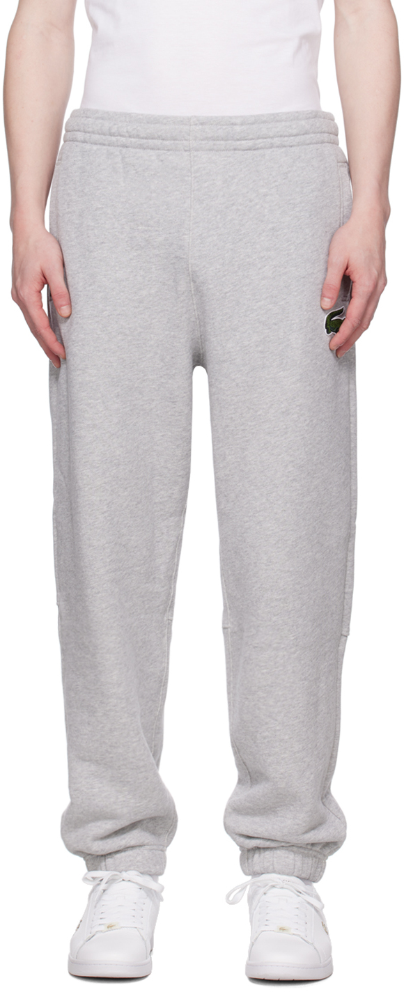 Lacoste: Gray Patch Lounge Pants | SSENSE Canada