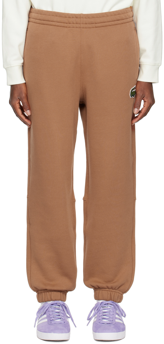 Lacoste Brown Embroidered Lounge Pants In Lfa Pecan