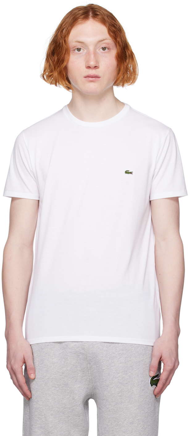 Lacoste Basic Crew Neck Sport Tee In 001 White