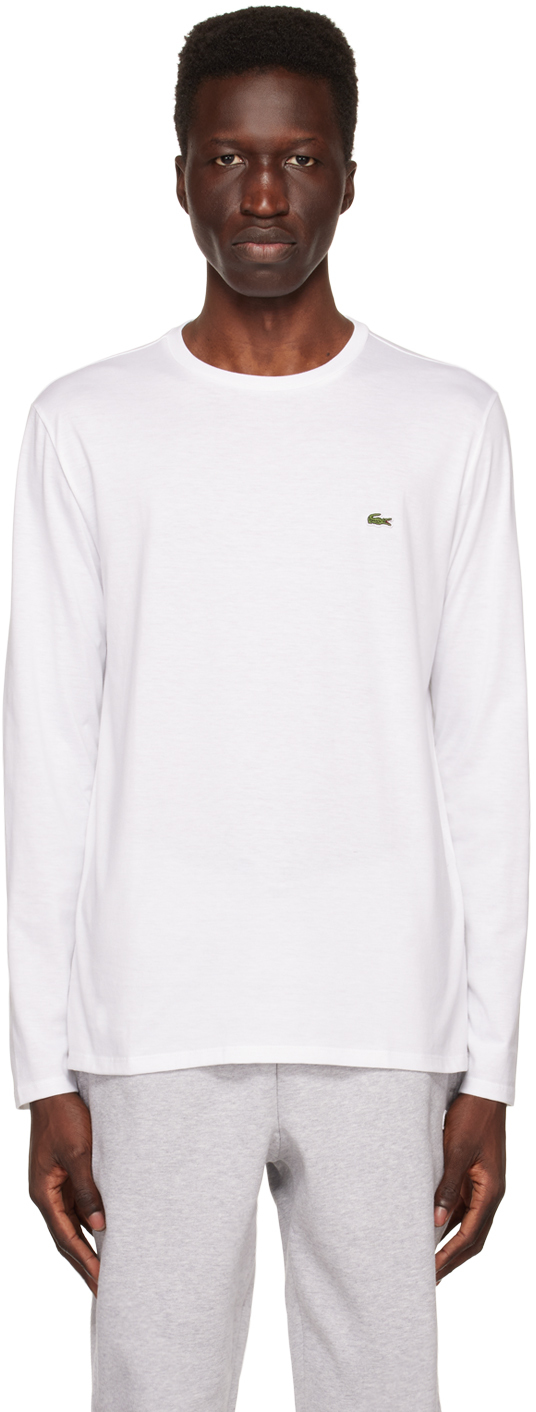 spændende spænding Vanding White Crewneck Long Sleeve T-Shirt by Lacoste on Sale
