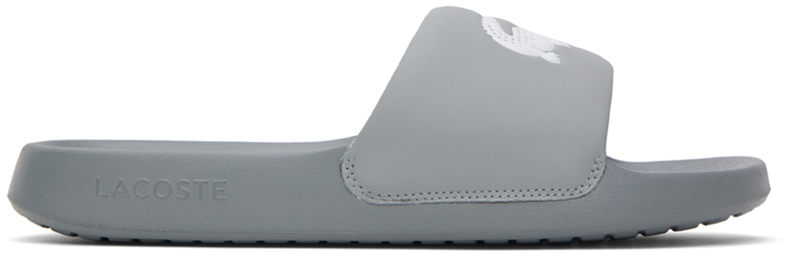Lacoste Gray Croco Slides In 25y Grey/white