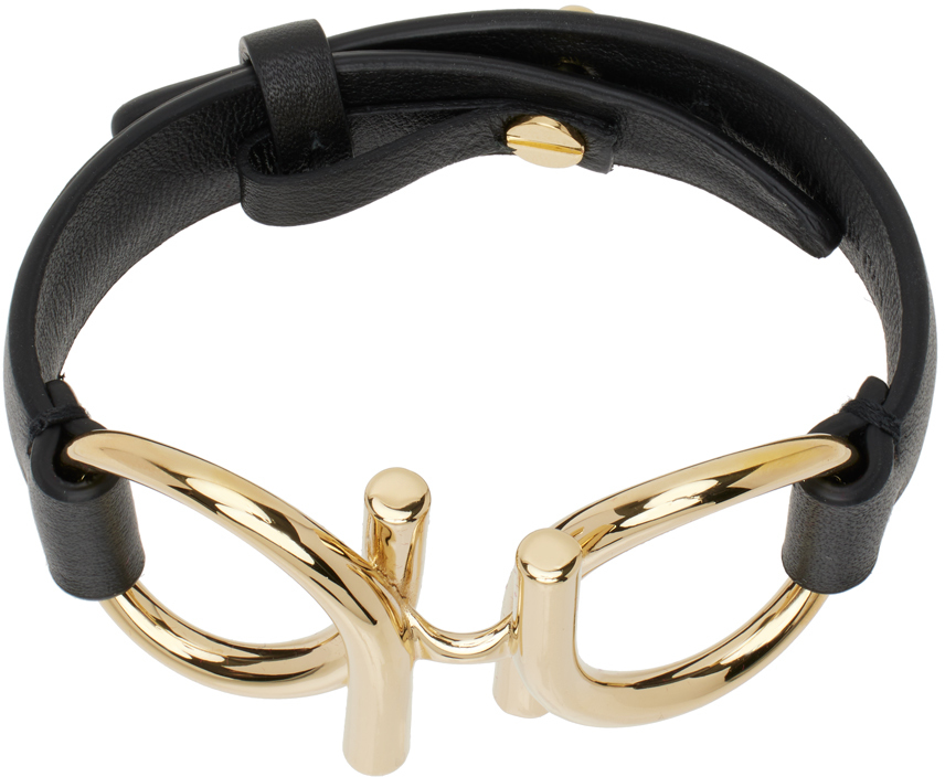Ferragamo Gancini Double-strand Bracelet In 001 Black