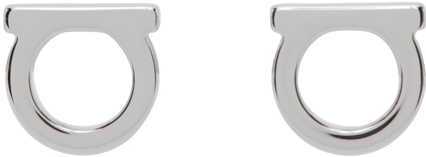 Ferragamo Small Gancio Stud Earrings In 002 Silver