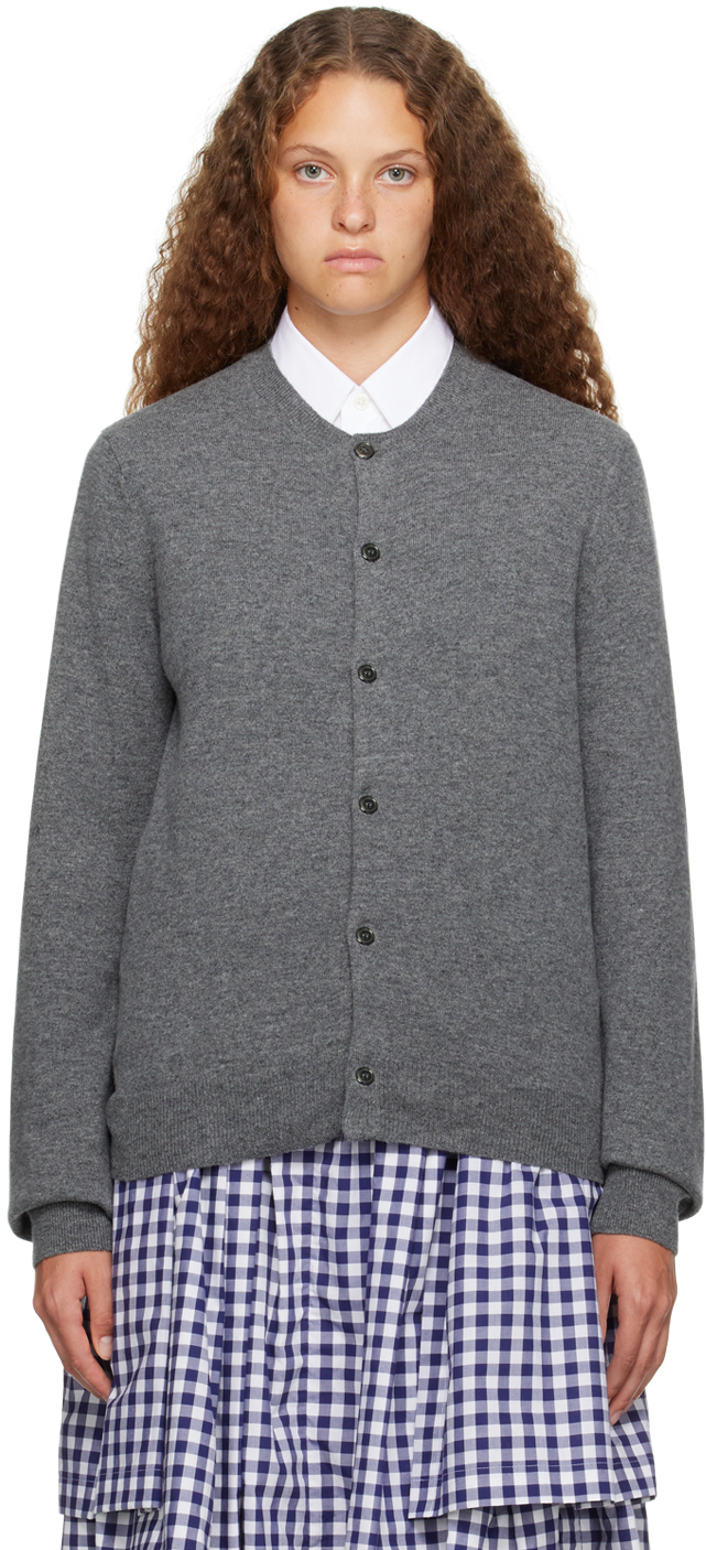 Comme des Garçons Shirt: Gray Crewneck Cardigan | SSENSE Canada