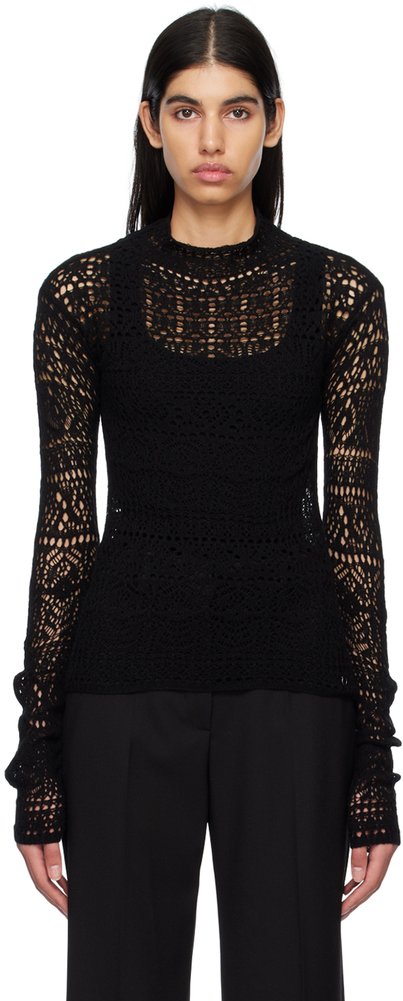 Shop Ferragamo Black Mock Neck Sweater In 001 Nero
