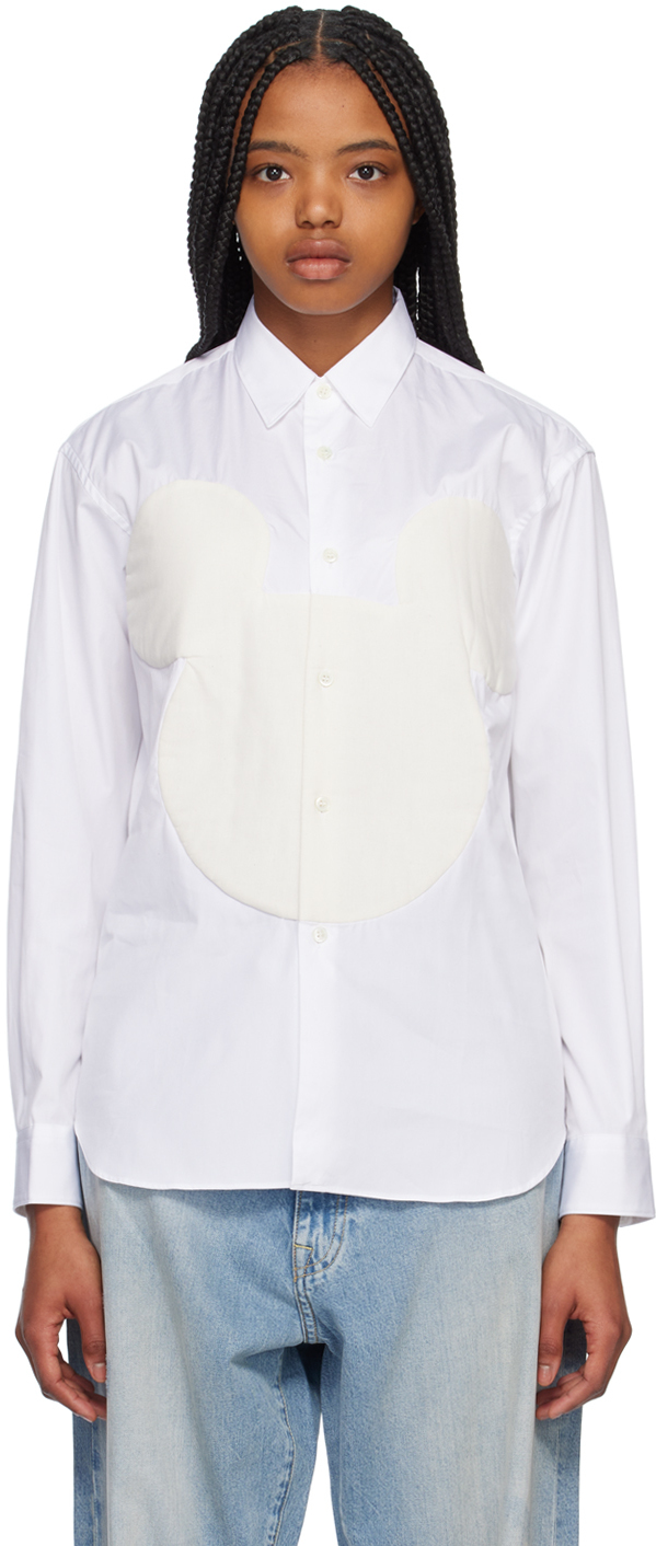 Comme Des Garçons Shirt White Mickey Mouse Shirt In 1 White/off White