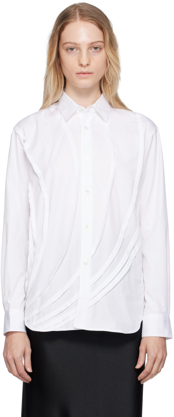 Comme des Garçons Shirt: White Raw Edge Shirt | SSENSE