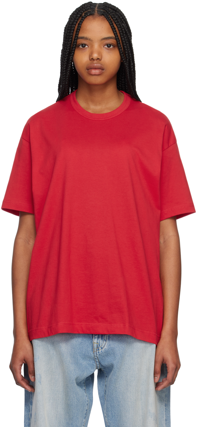 Comme Des Garçons Shirt Red Crewneck T-shirt In 3 Red