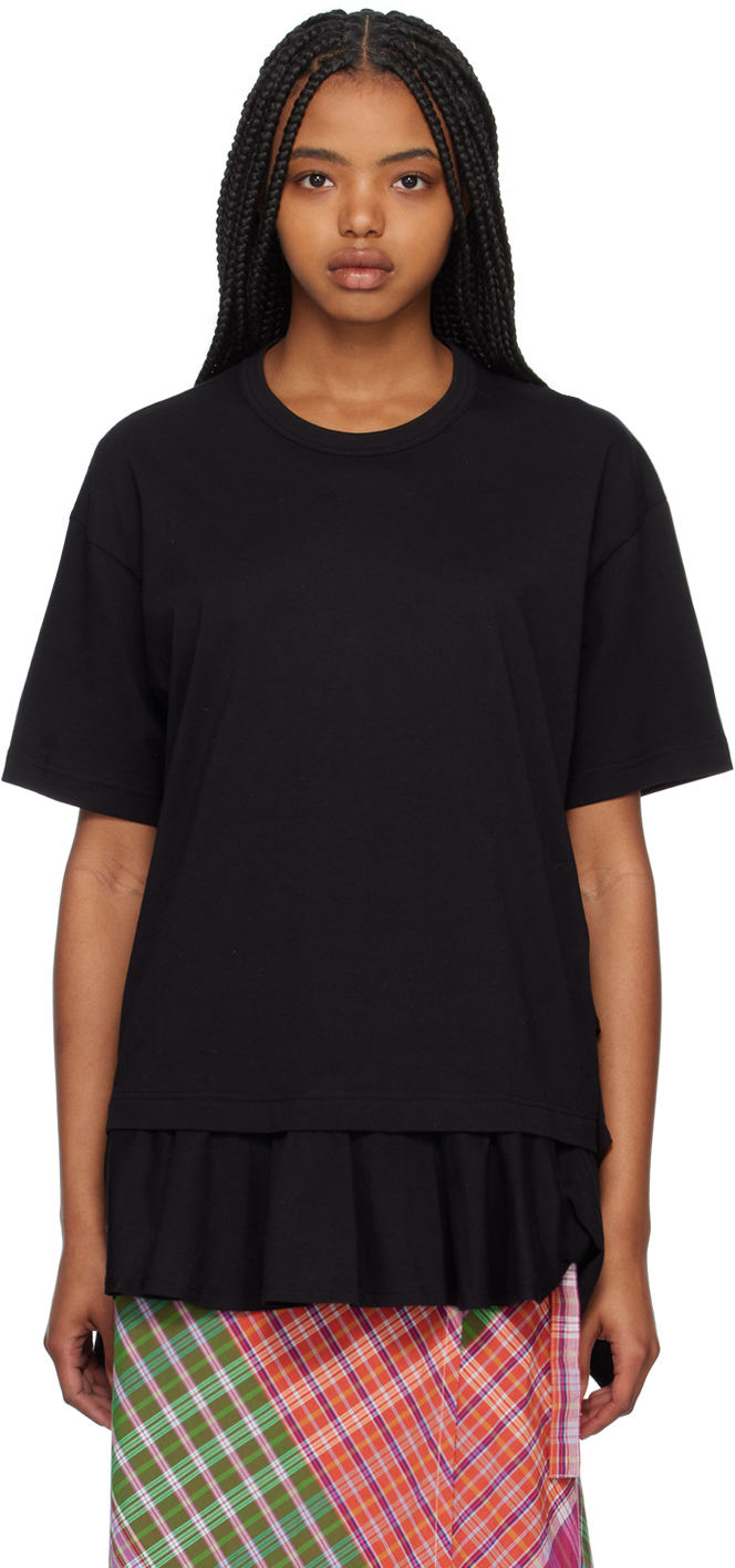 COMME DES GARÇONS SHIRT BLACK RUFFLED T-SHIRT