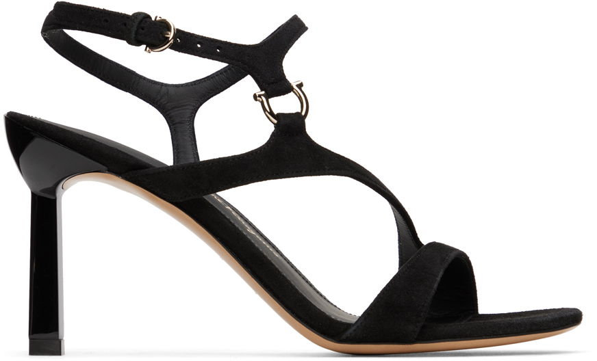 Ferragamo Black Jille Heeled Sandals In 001 Black