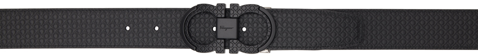 Ferragamo Reversible Black Gancini Belt In Nero Nero