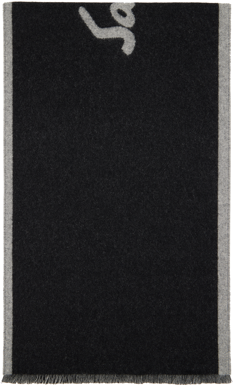 Salvatore Ferragamo Black & Gray 'Salvatore Ferragamo 1927' Scarf