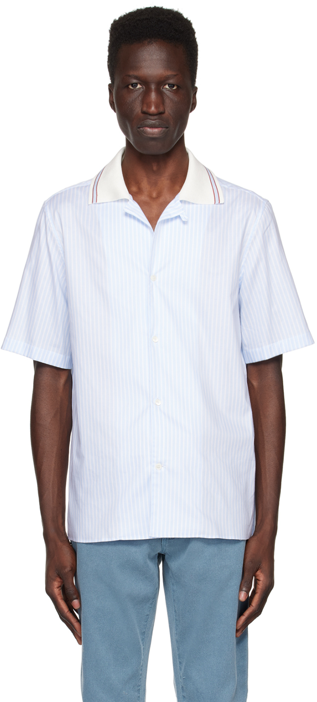 Salvatore Ferragamo Blue & White Striped Shirt