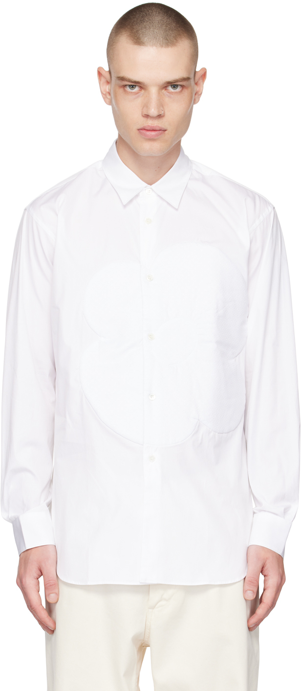 Comme Des Garçons Shirt White Flower Shirt In 1 White/l. Blue