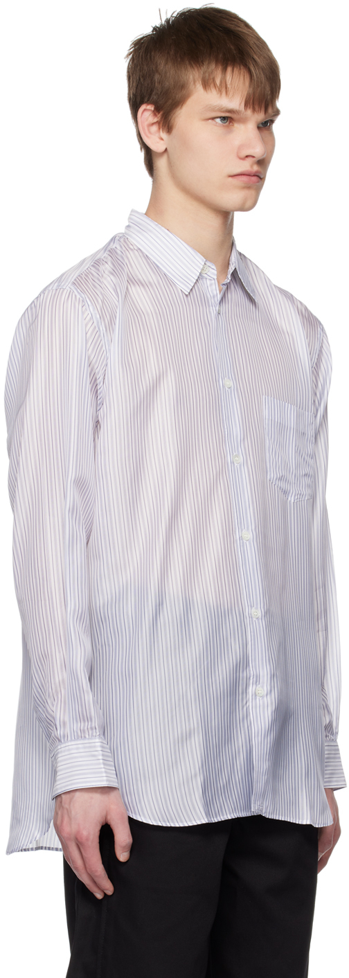 Comme Des Garçons Shirt White & Blue Stripe Shirt