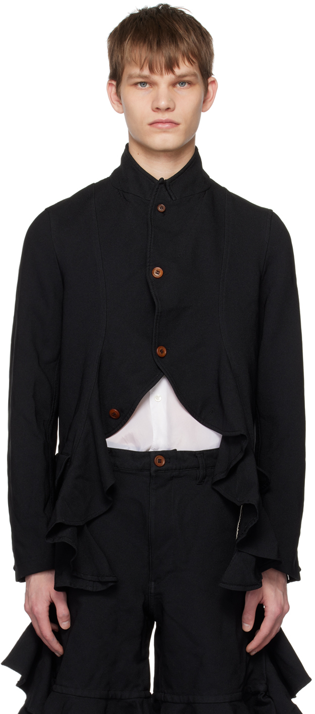 Black Ruffled Blazer