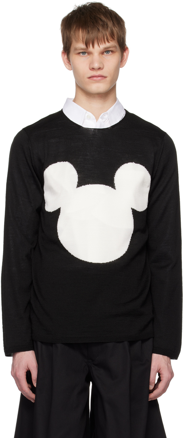 Comme Des Garçons Shirt X Disney Intarsia-knit Jumper In Black