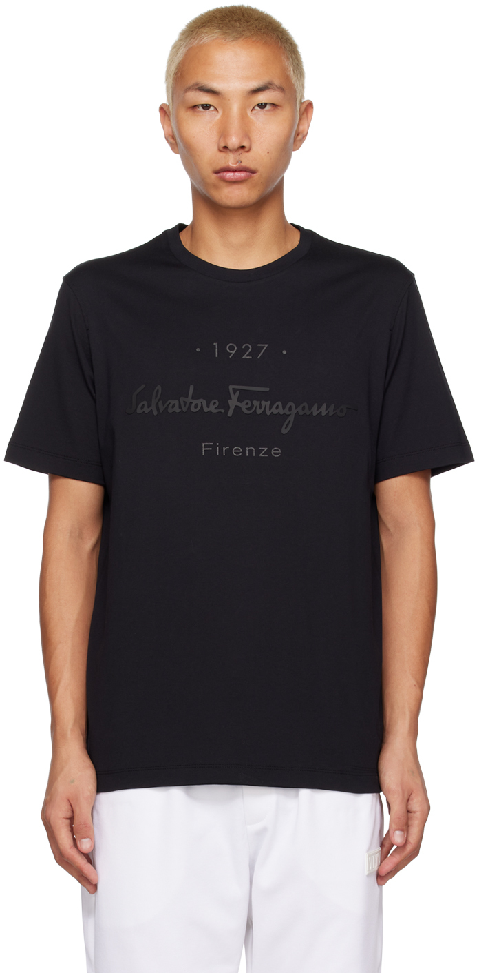 Black 1927 Signature T-Shirt by Ferragamo on Sale